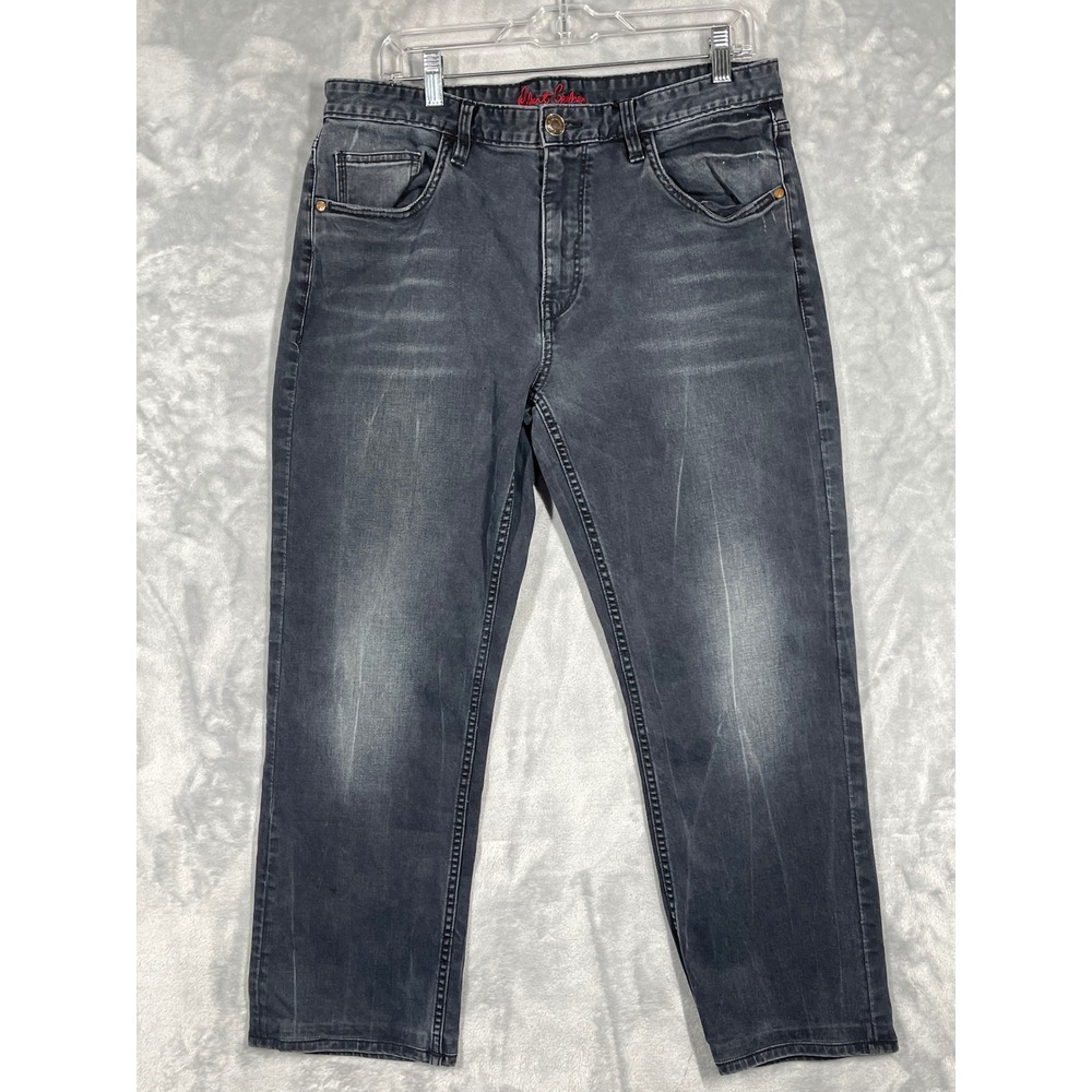 Robert Graham Classic Yates Mens Faded Black Straight Leg Jeans Size 35x27